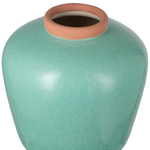 HomeRoots 9" Brown Round Ceramic Table Vase - Elegant Home Accent for Fresh Flowers & Stylish Decor Displays 574363