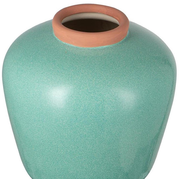 HomeRoots 9" Brown Round Ceramic Table Vase - Elegant Home Accent for Fresh Flowers & Stylish Decor Displays 574363