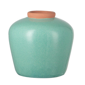 HomeRoots 9" Brown Round Ceramic Table Vase - Elegant Home Accent for Fresh Flowers & Stylish Decor Displays 574363