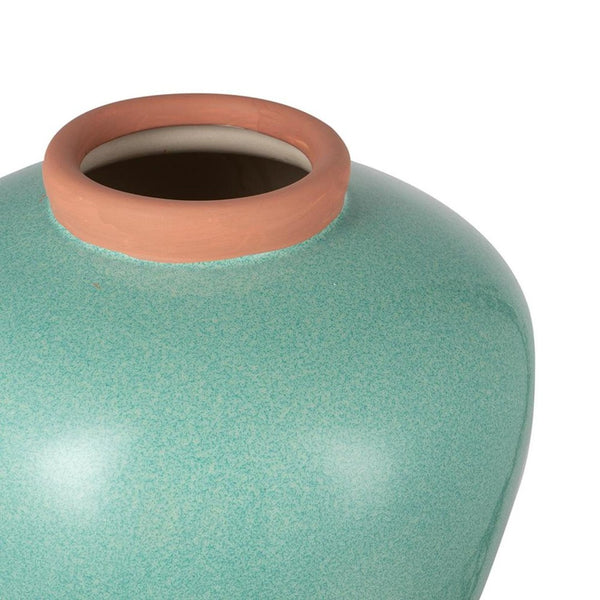 HomeRoots 9" Brown Round Ceramic Table Vase - Elegant Home Accent for Fresh Flowers & Stylish Decor Displays 574363