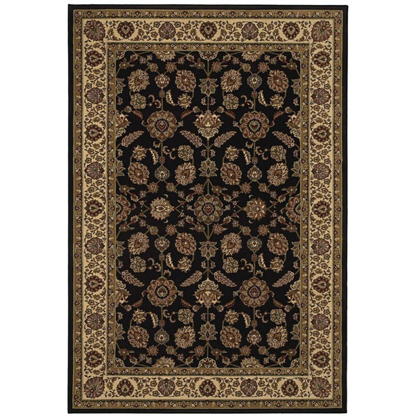 HomeRoots 4' Timeless Brown Ivory and Black Oriental Area Rug - Durable, Stylish, and Easy to Maintain for Any Room 4' X 6' 574370