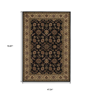 HomeRoots 4' Timeless Brown Ivory and Black Oriental Area Rug - Durable, Stylish, and Easy to Maintain for Any Room 4' X 6' 574370