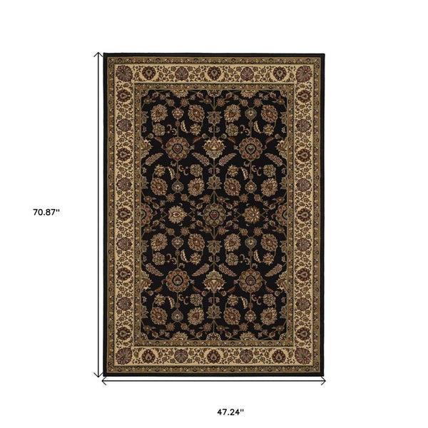 HomeRoots 4' Timeless Brown Ivory and Black Oriental Area Rug - Durable, Stylish, and Easy to Maintain for Any Room 4' X 6' 574370
