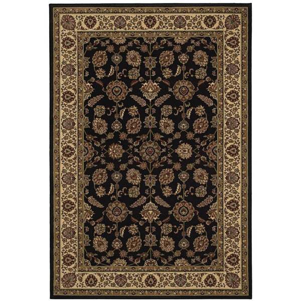 HomeRoots 4' Timeless Brown Ivory and Black Oriental Area Rug - Durable, Stylish, and Easy to Maintain for Any Room 4' X 6' 574370