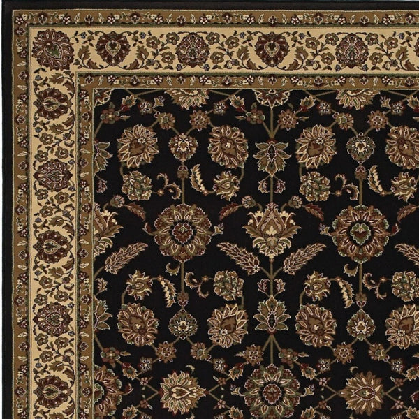 HomeRoots 4' Timeless Brown Ivory and Black Oriental Area Rug - Durable, Stylish, and Easy to Maintain for Any Room 4' X 6' 574370