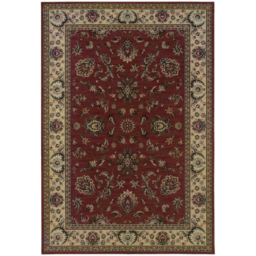 HomeRoots 4' Red Ivory and Black Oriental Area Rug – Classic Style, Durable Construction for Any Room Decor 4' X 6' 574378