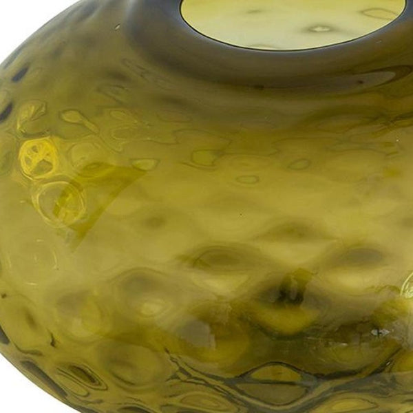 HomeRoots 9" Olive Green Round Glass Vase – Elegant Home Decor for Flowers, Centerpieces & Gifts! 574390