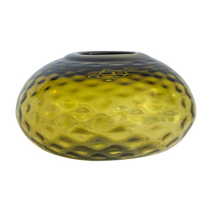 HomeRoots 9" Olive Green Round Glass Vase – Elegant Home Decor for Flowers, Centerpieces & Gifts! 574390