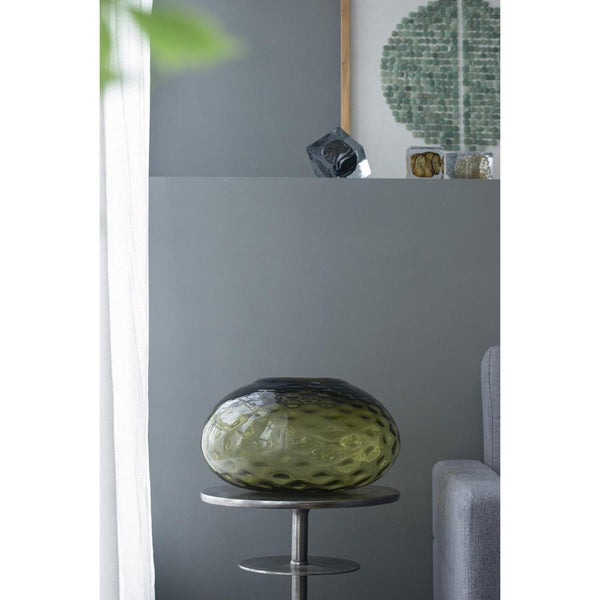HomeRoots 9" Olive Green Round Glass Vase – Elegant Home Decor for Flowers, Centerpieces & Gifts! 574390