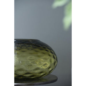 HomeRoots 9" Olive Green Round Glass Vase – Elegant Home Decor for Flowers, Centerpieces & Gifts! 574390