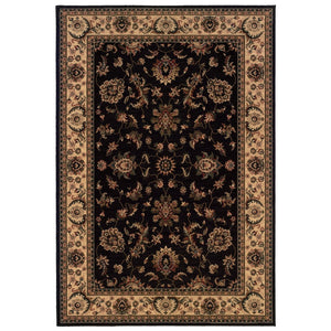 HomeRoots 4' Black Ivory and Brown Oriental Area Rug - Stylish, Durable, Stain-Resistant Design for Any Room 4' X 6' 574392