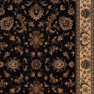 HomeRoots 4' Black Ivory and Brown Oriental Area Rug - Stylish, Durable, Stain-Resistant Design for Any Room 4' X 6' 574392