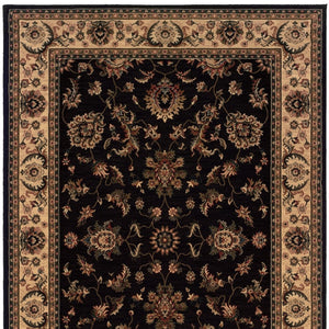 HomeRoots 4' Black Ivory and Brown Oriental Area Rug - Stylish, Durable, Stain-Resistant Design for Any Room 4' X 6' 574392