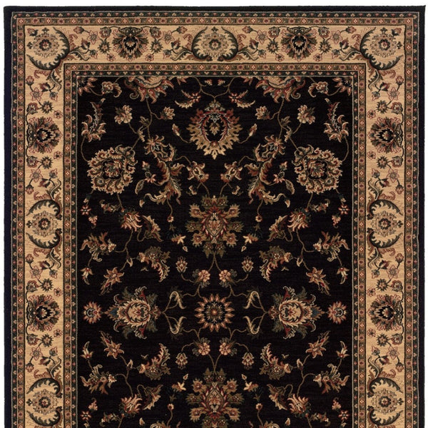HomeRoots 4' Black Ivory and Brown Oriental Area Rug - Stylish, Durable, Stain-Resistant Design for Any Room 4' X 6' 574392