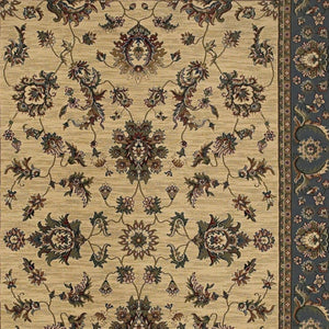 HomeRoots 4' Elegant Ivory Blue Brown Oriental Area Rug – Durable, Stain-Resistant, Easy-Care for Any Room 4' X 6' 574398