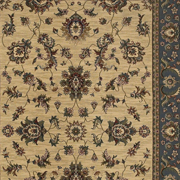 HomeRoots 4' Elegant Ivory Blue Brown Oriental Area Rug – Durable, Stain-Resistant, Easy-Care for Any Room 4' X 6' 574398