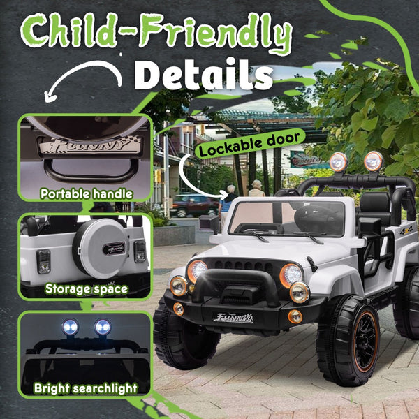 English Elm 24v Kids Electric Ride on Car with Parental Remote Rear Suspension and Bluetooth Audio White W1578P228746