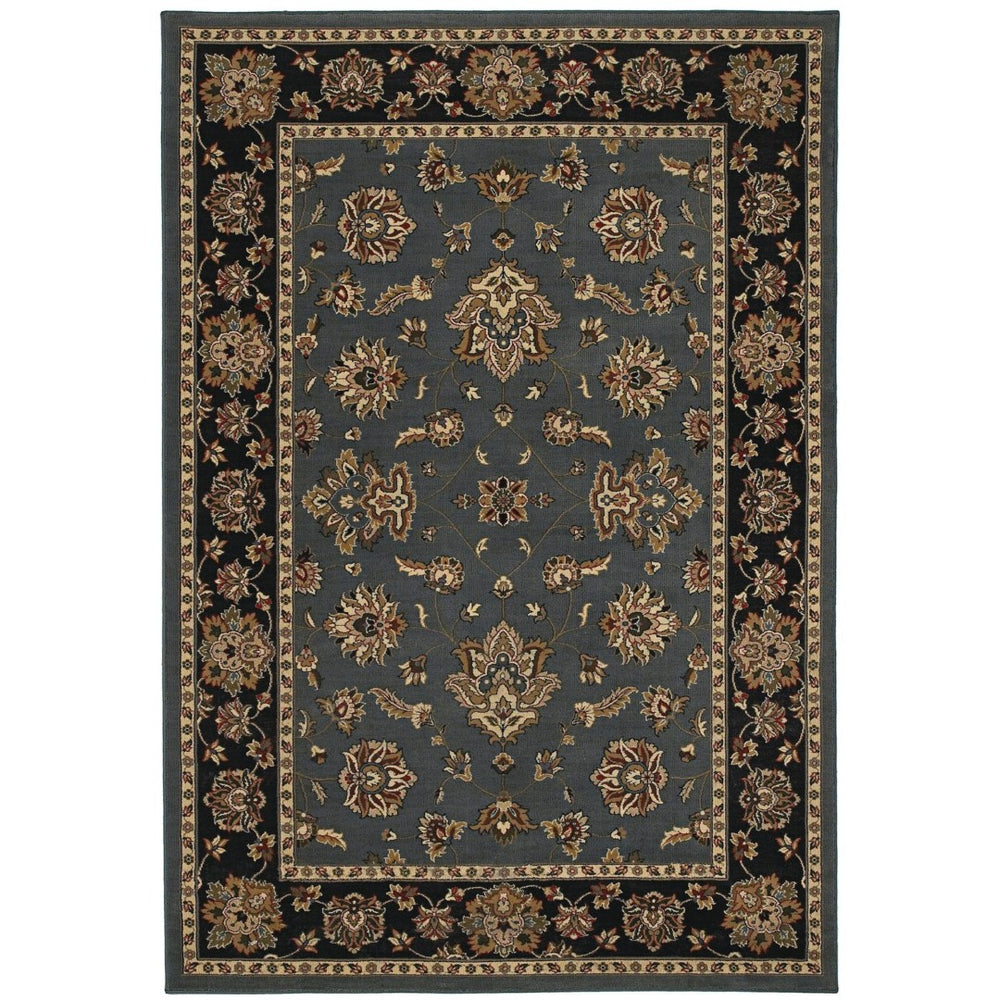 HomeRoots 4' Elegant Teal Ivory Black Floral Area Rug - Durable, Stain-Resistant, Perfect for Family Spaces 4' X 6' 574406