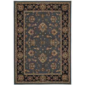 HomeRoots 4' Elegant Teal Ivory Black Floral Area Rug - Durable, Stain-Resistant, Perfect for Family Spaces 4' X 6' 574406