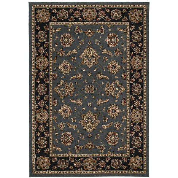 HomeRoots 4' Elegant Teal Ivory Black Floral Area Rug - Durable, Stain-Resistant, Perfect for Family Spaces 4' X 6' 574406