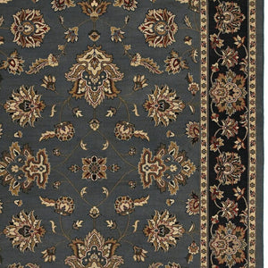 HomeRoots 4' Elegant Teal Ivory Black Floral Area Rug - Durable, Stain-Resistant, Perfect for Family Spaces 4' X 6' 574406