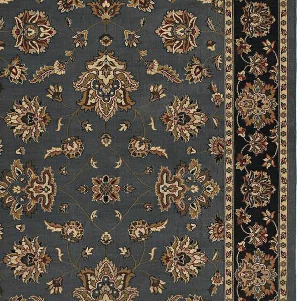 HomeRoots 4' Elegant Teal Ivory Black Floral Area Rug - Durable, Stain-Resistant, Perfect for Family Spaces 4' X 6' 574406