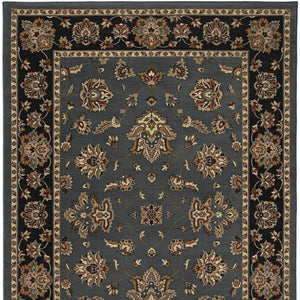 HomeRoots 4' Elegant Teal Ivory Black Floral Area Rug - Durable, Stain-Resistant, Perfect for Family Spaces 4' X 6' 574406