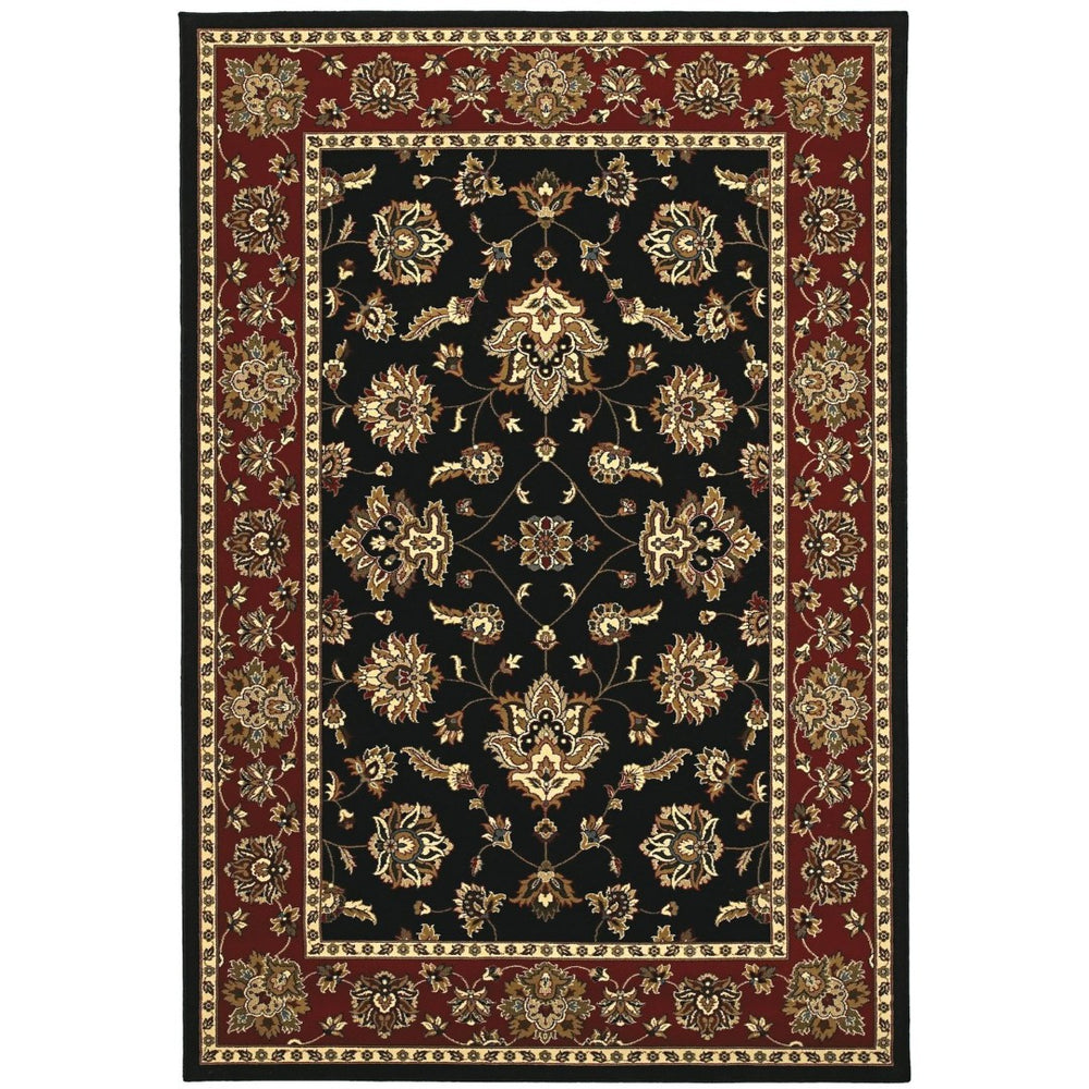 HomeRoots 4' Bold Black, Red & Ivory Floral Area Rug - Durable, Stain-Resistant Design Perfect for High-Traffic Areas 4' X 6' 574414