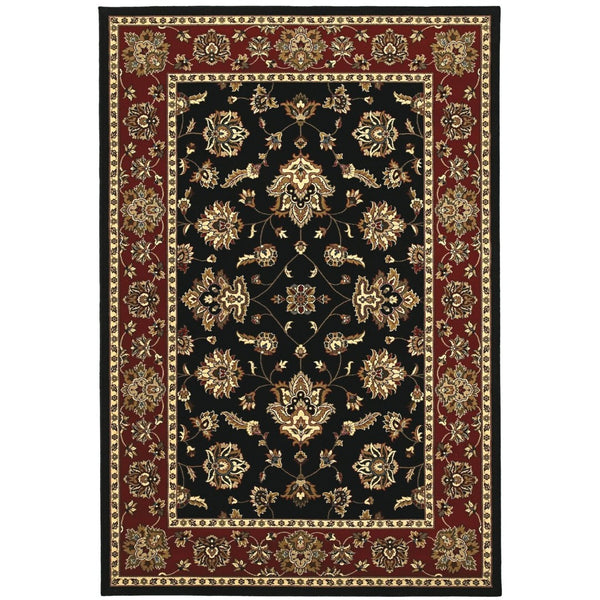 HomeRoots 4' Bold Black, Red & Ivory Floral Area Rug - Durable, Stain-Resistant Design Perfect for High-Traffic Areas 4' X 6' 574414