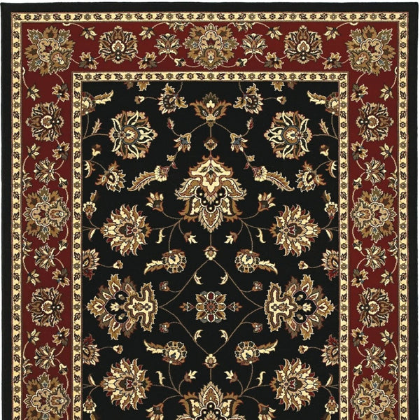 HomeRoots 4' Bold Black, Red & Ivory Floral Area Rug - Durable, Stain-Resistant Design Perfect for High-Traffic Areas 4' X 6' 574414