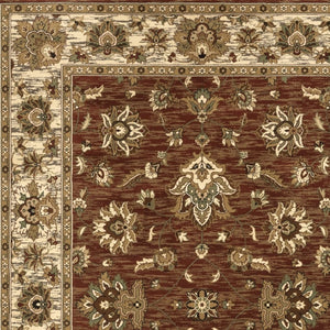 HomeRoots 4' Tan Red and Ivory Floral Area Rug - Timeless Design, Durable, Stain-Resistant for Everyday Use 4' X 6' 574419