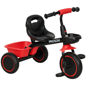 English Elm Qaba Toddler Steel Frame Tricycle with Bell Eva Wheels Ergonomic Seat Indoor Outdoor W2225P217781