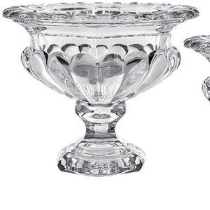 HomeRoots Set of Two Elegant Clear Round Glass Vases for Timeless Home Decor and Versatile Styling Options 574434