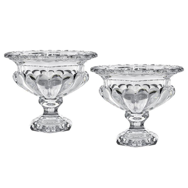 HomeRoots Set of Two Elegant Clear Round Glass Vases for Timeless Home Decor and Versatile Styling Options 574434