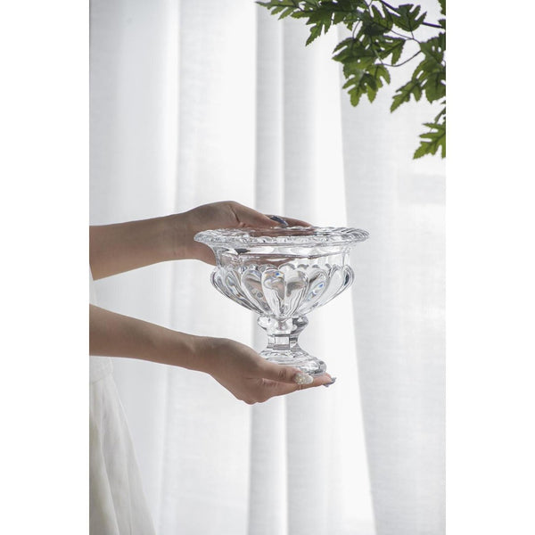 HomeRoots Set of Two Elegant Clear Round Glass Vases for Timeless Home Decor and Versatile Styling Options 574434
