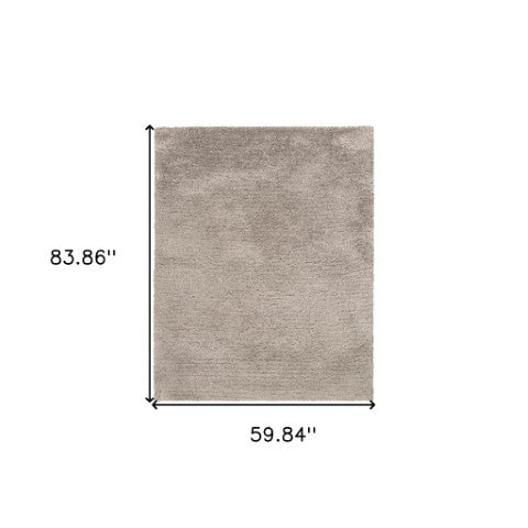 Homeroots 5' Luxurious Ivory Shag Hand-tufted Area Rug – Soft, Stain-resistant Comfort For Any Space 5' X 7' Polyester 574455