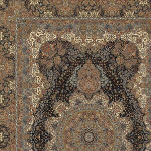 Homeroots 4' Dark Blue Medallion Area Rug With Fringe - Stylish, Stain-resistant Design For Any Room 4' X 5' Polypropylene 574465