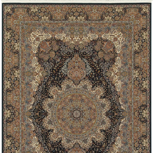 Homeroots 4' Dark Blue Medallion Area Rug With Fringe - Stylish, Stain-resistant Design For Any Room 4' X 5' Polypropylene 574465