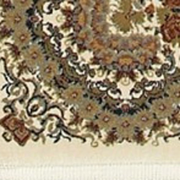 Homeroots 4' Elegant Ivory Medallion Area Rug With Fringe - Stain Resistant, Perfect For Any Home Decor 4' X 5' Polypropylene 574470