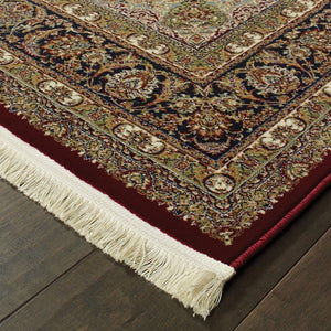 Homeroots 4' Stunning Red Medallion Area Rug With Fringe – Stain Resistant, Perfect For Kids And Pets! 4' X 5' Polypropylene 574480