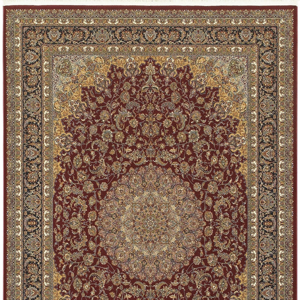 Homeroots 4' Stunning Red Medallion Area Rug With Fringe – Stain Resistant, Perfect For Kids And Pets! 4' X 5' Polypropylene 574480