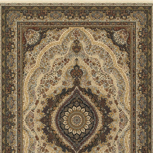 Homeroots 4' X 6' Ivory Medallion Area Rug With Fringe – Stylish, Stain-resistant Design For Any Decor! 4' X 5' Polypropylene 574485