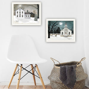 English Elm Trendy Decor 4u Silent Night Two Piece White Framed Winter Art for Bedroom Walls B067P255220