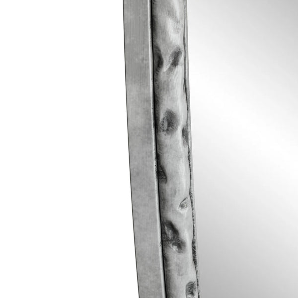 English Elm Iron Oval Retro Mirror with Antique Iron Frame, Elegant Wall Hanging for Bathroom Bedroom Living Room Silver W757P251823