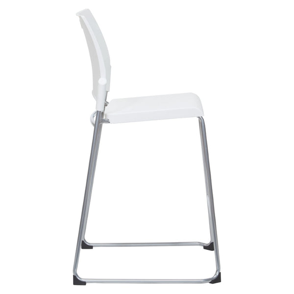 OSP Home Furnishings Tall Stackable Counter Stool with Steel Frame and Contoured Plastic Seat for Breakrooms Withe DC8309C2-11