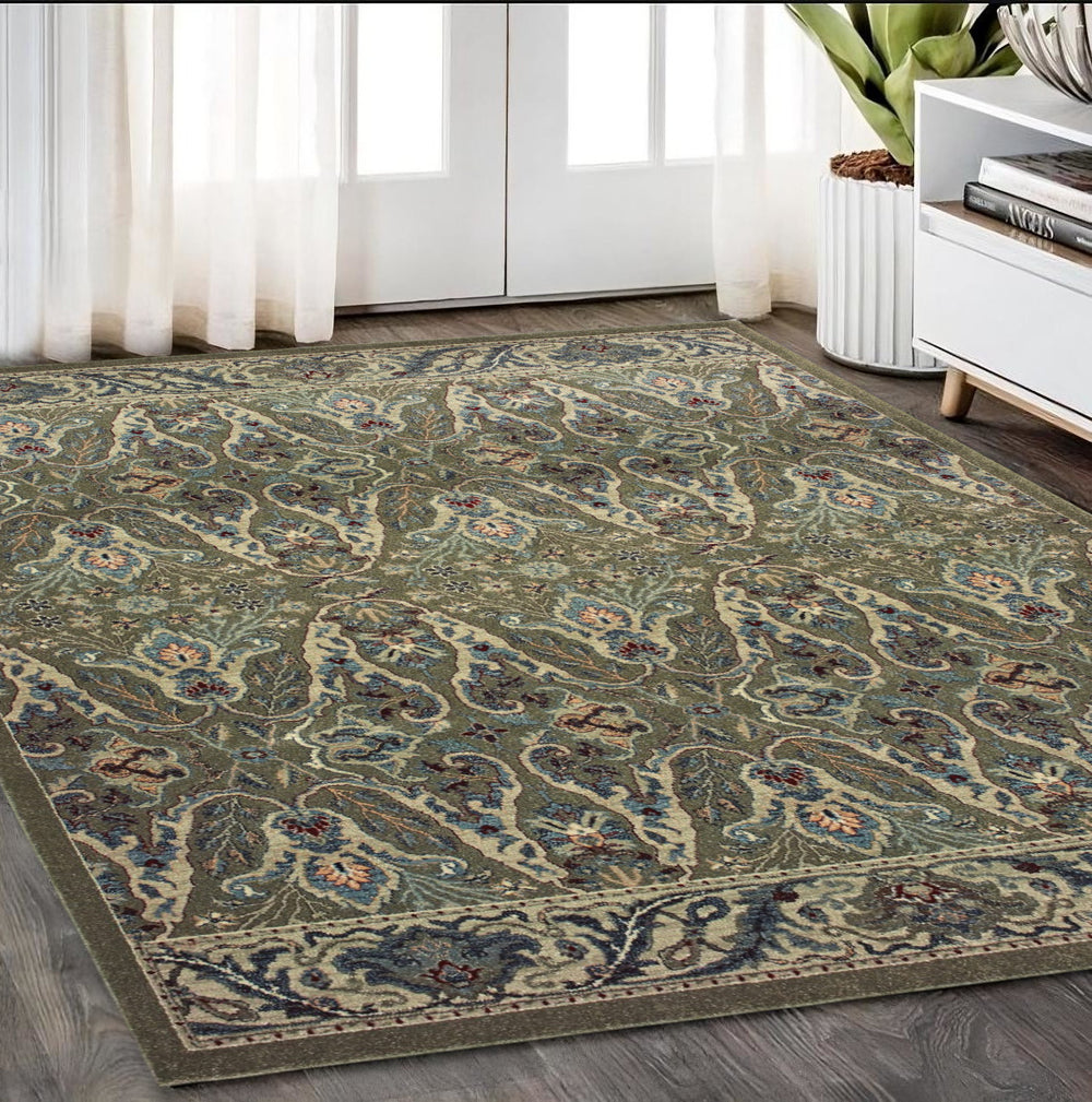 Homeroots 5' Floral Power Loom Area Rug - Stylish Brown & Ivory Design, Stain Resistant For Kids & Pets 5' X 8' Polypropylene 574503