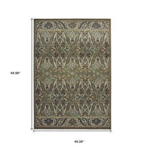 Homeroots 5' Floral Power Loom Area Rug - Stylish Brown & Ivory Design, Stain Resistant For Kids & Pets 4' X 5' Polypropylene 574505