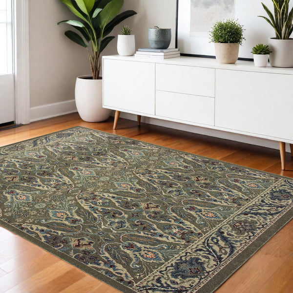 Homeroots 5' Floral Power Loom Area Rug - Stylish Brown & Ivory Design, Stain Resistant For Kids & Pets 4' X 5' Polypropylene 574505