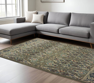 Homeroots 5' Floral Power Loom Area Rug - Stylish Brown & Ivory Design, Stain Resistant For Kids & Pets 7' X 10' Polypropylene 574506