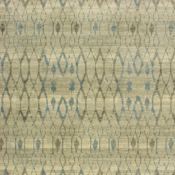 Homeroots 5' Elevate Your Space With A Blue And Ivory Geometric Distressed Area Rug - Stylish & Stain Resistant 5' X 8' Polypropylene 574508